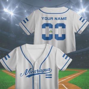 Nicaragua Crop Baseball Jersey Personalized, Custom Name Number Shirt, Flag Inspired Button Up Jersey, Game Day Top, Sports Crop Top
