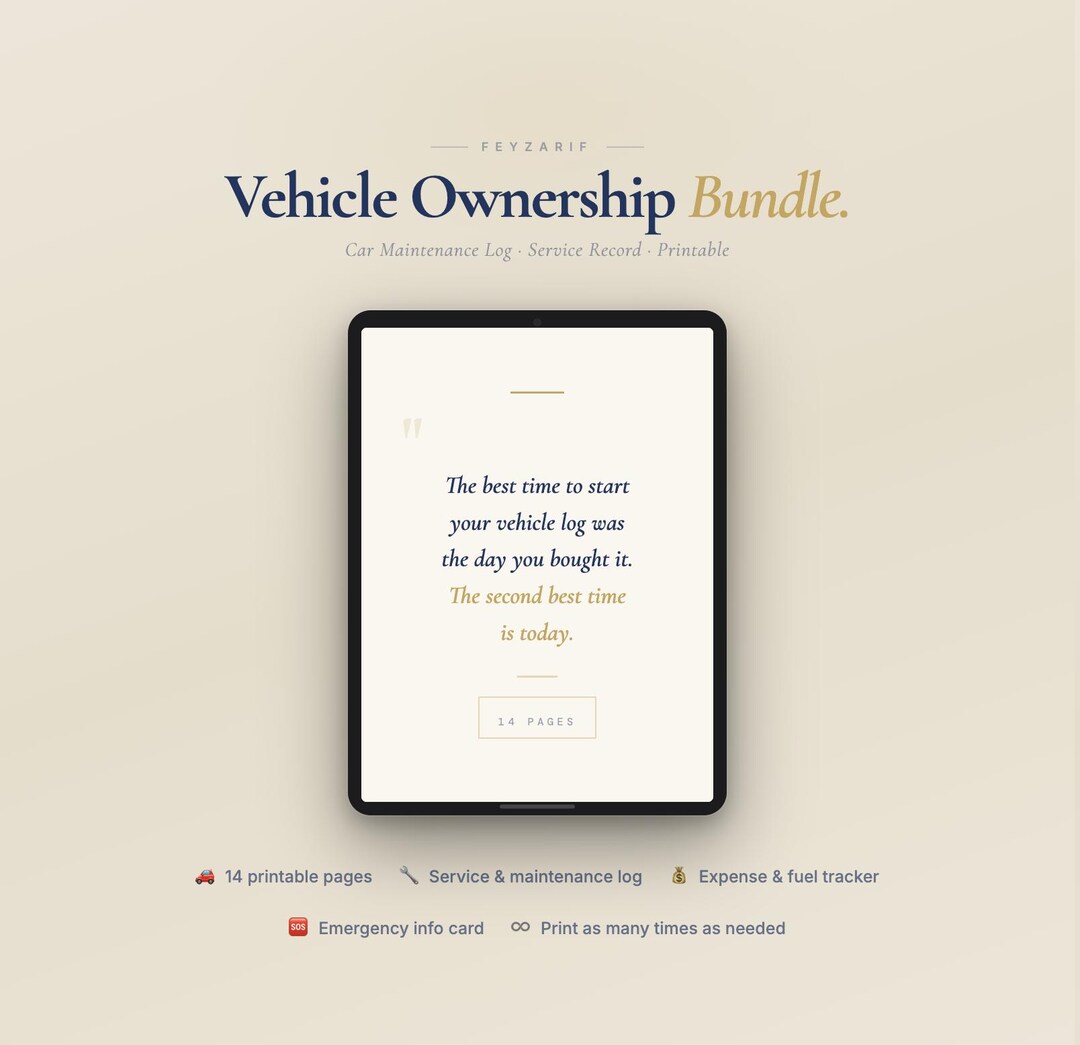 Car Maintenance Log Printable | Vehicle Bundle Service Record - Etsy