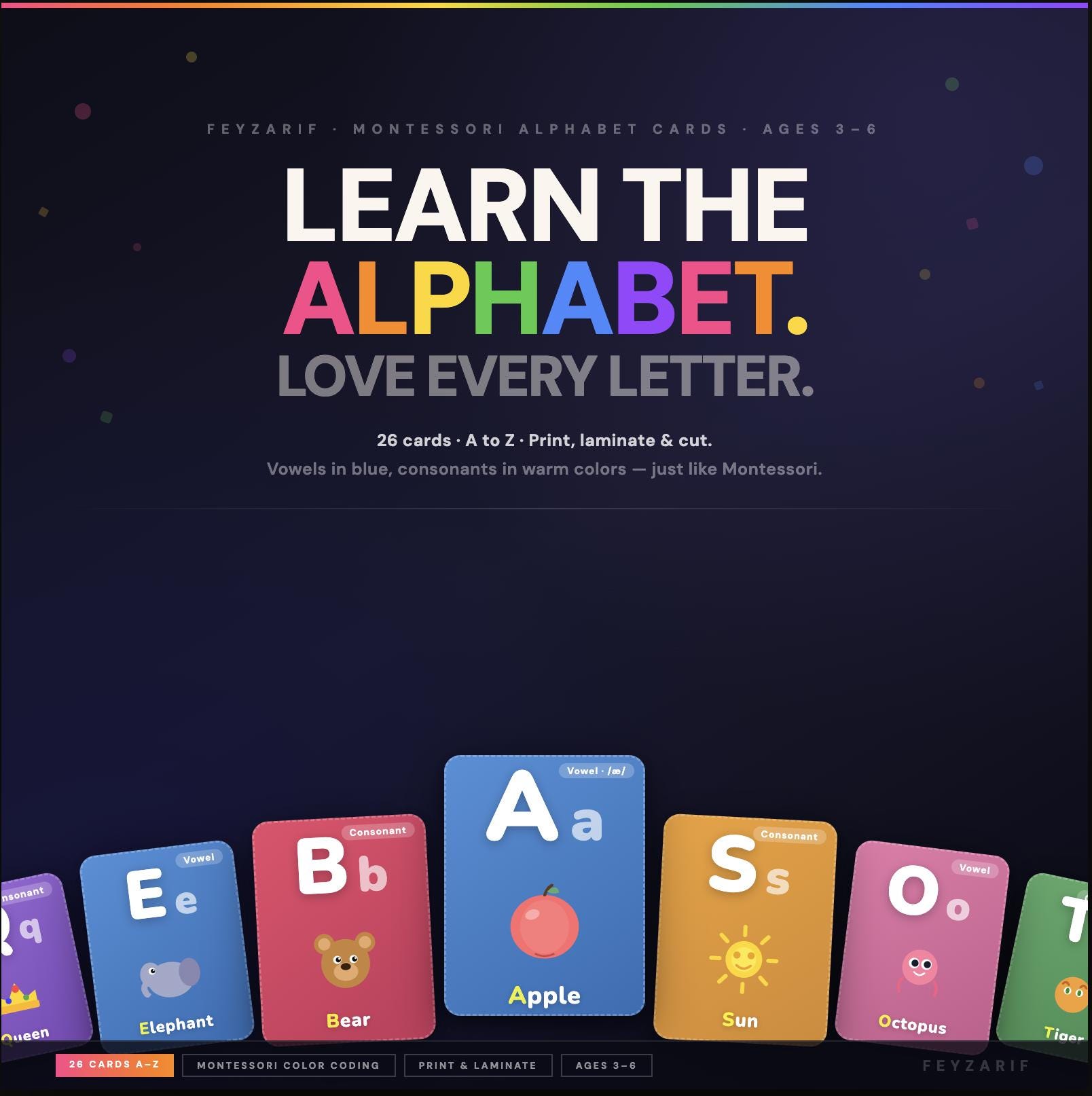 Montessori Alphabet Printable | ABC Flash Cards A-Z | Letter ...