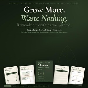 Allotment Planner UK Growing Journal | Plot Map, Sowing Calendar, Harvest Log (Instant Download)