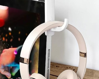 Soporte plegable para auriculares para monitor, gancho adhesivo para auriculares de monitor, soporte plegable para audífonos