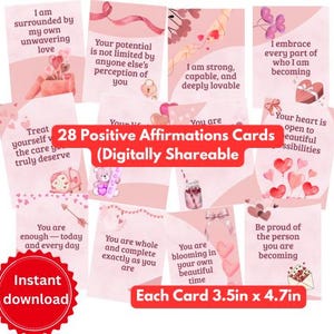 Valentines Positive Affirmation Cards, Mental Health Gift (Digital Cards), Valentine Teacher to Student Deck