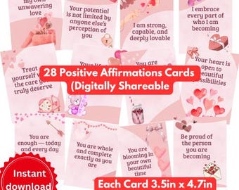 Valentines Positive Affirmation Cards, Mental Health Gift (Digital Cards), Valentine Teacher to Student Deck