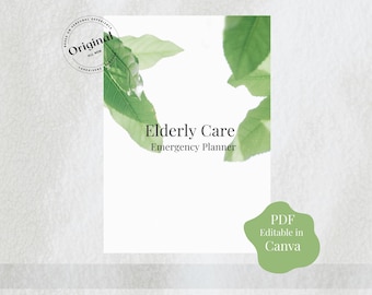 Elderly Care Emergency Planner, Printable Senior Care Binder (Editable in Canva, PDF Format)