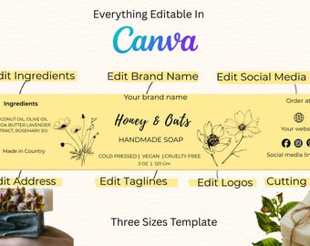 Handmade Soap Label Template, Editable Template, Packaging DIY