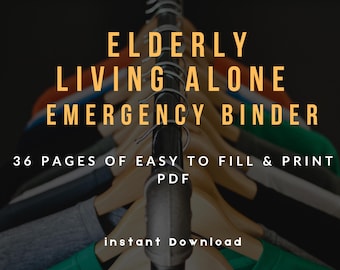 PDF Emergency Planner for Elder Living Alone, Guide for Seniors, Personal Memory Aid