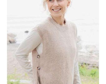 Easy Ladies Slipover Vest Knitting Pattern, Women's Beginner Jumper, 36-60" Chest, PDF Pattern