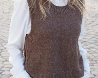 Easy Vest Slipover Knitting Patterns, Beginner Sweater Vest, Size 32-52" Chest, PDF Download