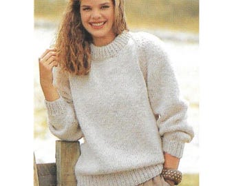 Very Easy Chunky Jumper Knitting Patterns, Beginner Women's Jumper, Size 30-42" Chest, PDF Download