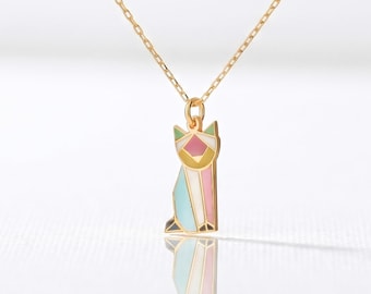 Gold Plated 925 Sterling Silver Cat Necklace – Minimalist Animal Pendant Jewelry
