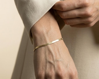 Brazalete de espiga – Plata de ley 925 vergoldet de 14 quilates, cadena de serpiente italiana