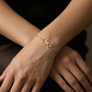 Schwestern Herz Armband Gold Vermeil, Personalisiertes Initialen Armband 925 Silber Geschenk