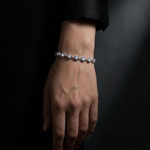 Pulsera de circonita azul con ojo turco, protección de plata de ley, delicada joya con dije de tenis imagen 8