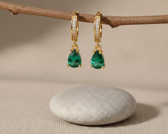 Dainty Drop Earrings in 925 Sterling Silver, Birthstone Gemstone Jewelry