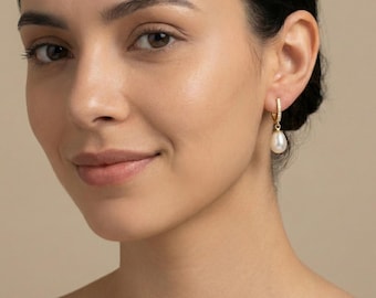 Perlen Tropfen Ohrringe 14K Gold Vermeil 925 Silber Süßwasserperle Brautschmuck Geschenk für Sie