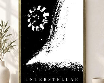 Interstellar Black and White Poster Unframed, Monochrome Sci Fi Movie Wall Art, Space Film Print