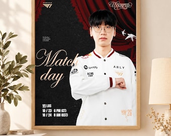 Keria T1 Worlds 2026 Poster Unframed, Match Day League of Legends Support Player Wall Art, Esports Fan Gift