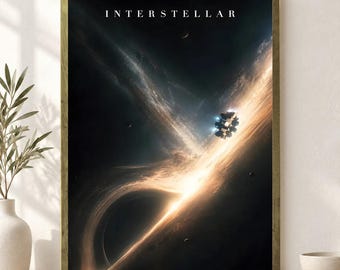 Interstellar Poster Unframed, Epic Sci Fi Space Movie Wall Art, Cinematic Film Fan Decor Print