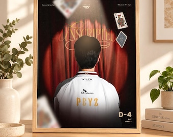 Peyz T1 Worlds 2026 Poster Unframed, Unscripted League of Legends Bot Player Wall Art, Esports Fan Decor