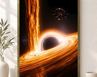Interstellar Gargantua Poster Unframed, Black Hole Scene Sci Fi Movie Wall Art, Cosmic Space Print