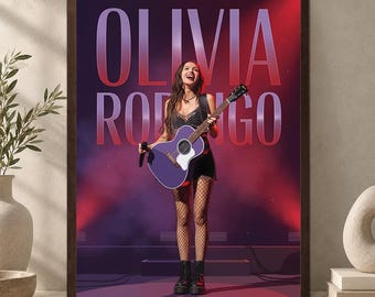 Olivia Rodrigo Concert Performance Poster Unframed, Live Stage Pop Music Wall Art, Fan Room Print
