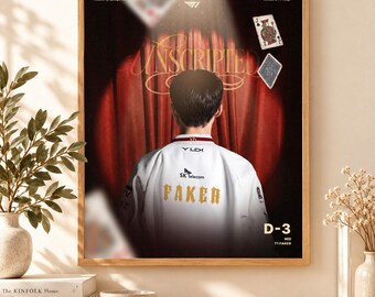 Faker T1 Worlds 2026 Poster Unframed, Unscripted League of Legends Mid Player Wall Art, Esports Legend Fan Gift