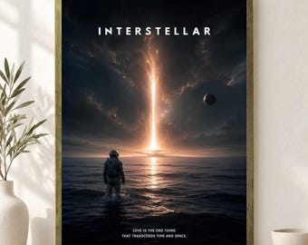 Interstellar Astronaut Movie Poster Unframed, Sci Fi Space Explorer Wall Art, Cosmic Film Fan Print