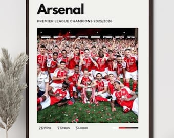 Arsenal 2025/26 Premier League Champions Signed Framed - Autograph Print Football Memorabilia (Unframed)