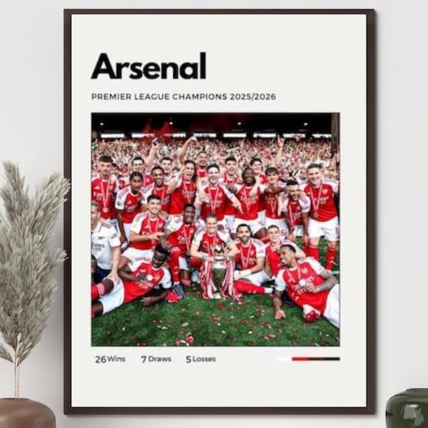 Arsenal 2025/26 Premier League Champions Signed Framed - Autograph Print Football Memorabilia (Unframed)