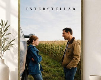 Interstellar Cooper and Murph Poster Unframed, Emotional Sci Fi Movie Wall Art, Space Film Print