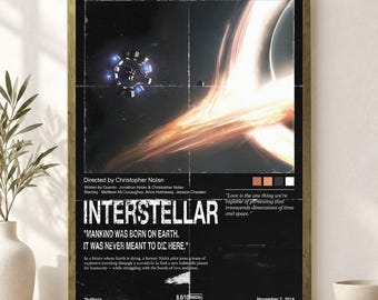 Interstellar Movie Poster Unframed, Cosmic Space Adventure Wall Art, Sci Fi Film Fan Room Print