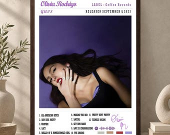 Olivia Rodrigo GUTS Album Poster Unframed, Purple Album Cover Wall Art, Pop Music Fan Decor Print