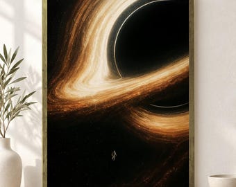 Interstellar Astronaut Gargantua Poster Unframed, Black Hole Sci Fi Space Movie Wall Art