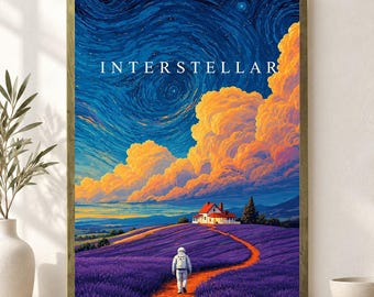Interstellar Van Gogh Style Poster Unframed, Starry Sci Fi Movie Wall Art, Cosmic Space Print