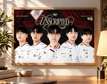 T1 Worlds 2026 Poster Unframed, Unscripted League of Legends Team Lineup Wall Art, Esports Fan Room Decor