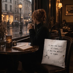 Dickens Quote Tote Bag "It Was the Best of Times" | Book Lovers Gift | Literature Tote | A Tale of Two Cities