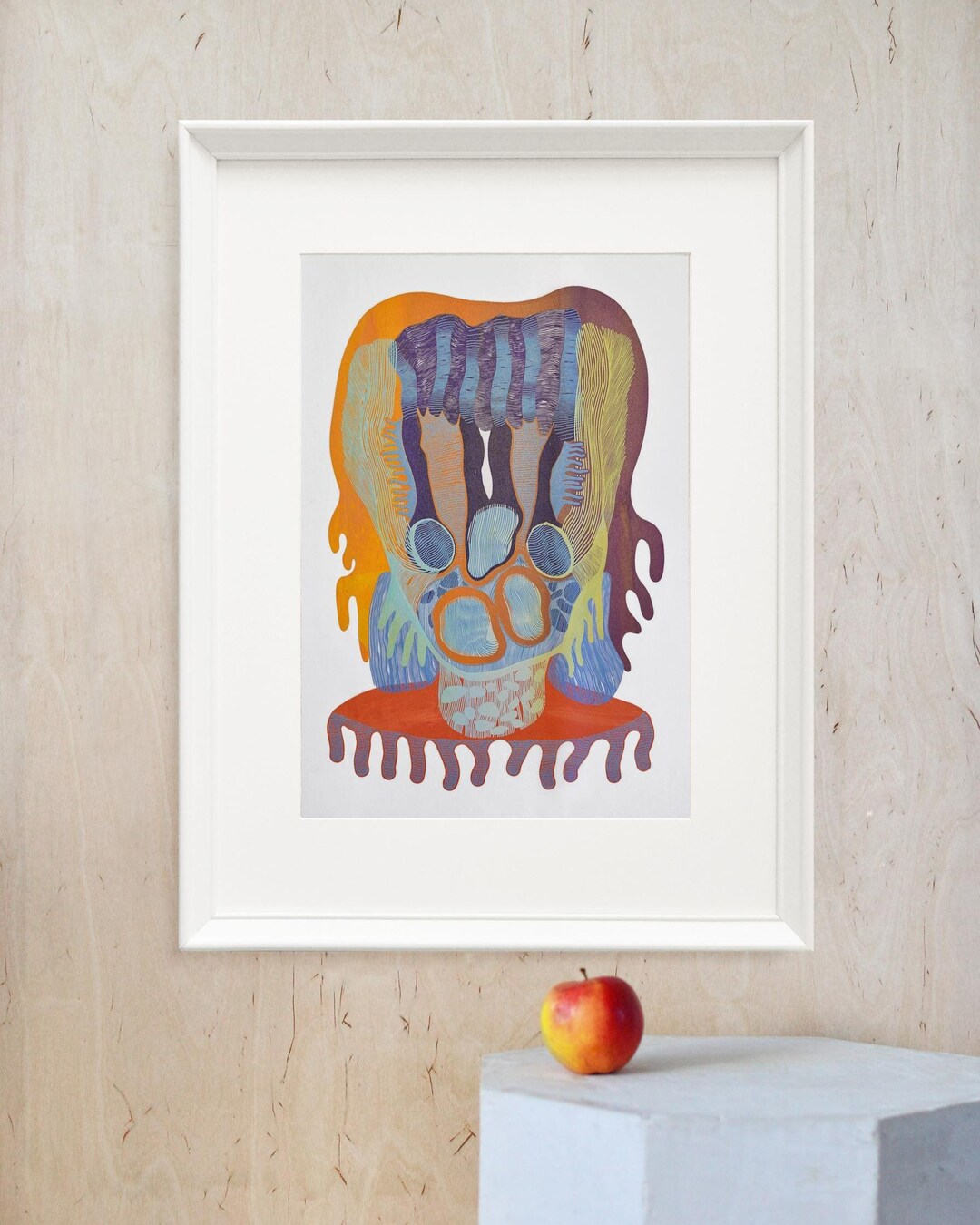 Abstract Silkscreen Art on Rice Paper – Handcrafted Graphic Artwork for ...
