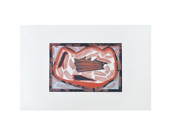 Kleine abstracte viszeefdruk op rijstpapier