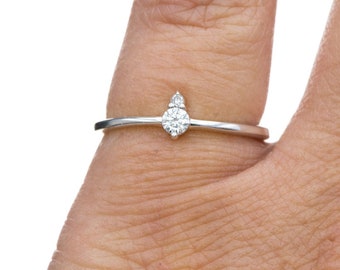 Accented Moissanite Sterling Silver Stacking Ring, Ready to Ship, gift for her, promise ring,