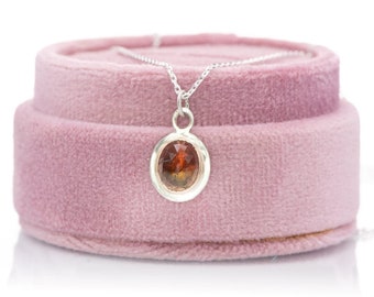 Tourmaline Necklace, Bezel set Rose Cut Red &Olive Tourmaline Charm Pendant Necklace in Sterling Silver and 14k gold, Ready to ship