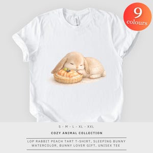 Lop Kaninchen Pfirsich Tarte T-Shirt, schlafendes Häschen Aquarell, Häschen Liebhaber Geschenk, Unisex T-Shirt 