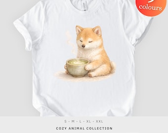 Camiseta Shiba Inu Matcha Latte, estampado de perro japonés en acuarela, regalo para amantes del matcha, camiseta unisex
