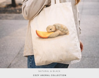 Bolso de lona con estampado de tortuga marina y mango, diseño de acuarela de océano tropical, regalo para amantes del océano.