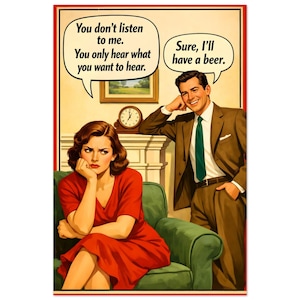 Lustige Beziehung Probleme Vintage Poster - Premium Qualität Wand Kunst Druck