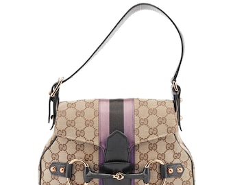 129699 Beige GG Horsebit Axelväska