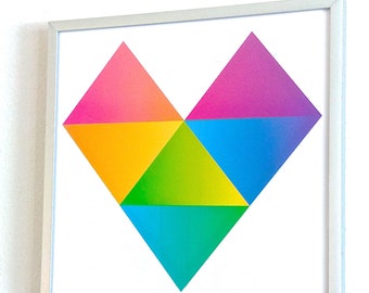 NEW - Rainbow Bright Hearts Framed Prints, from Digital Illustrations by Tiffinity Art