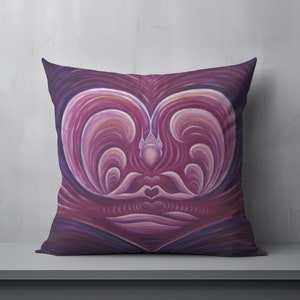 Pink Heart Throw Pillow - Heart Love Pillow - Pink Decor - Give Love Throw Pillow - Spiritual Gift - Visionary Art Pillow