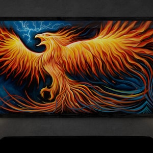 Phoenix Art Print - Rebirth of the Fire Phoenix - Resurrection Empowerment - Magical Visionary Art Prints Flat Wood or Canvas