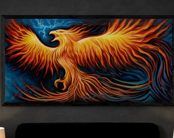 Phoenix Art Print - Rebirth of the Fire Phoenix - Resurrection Empowerment - Magical Visionary Art Prints Flat Wood or Canvas