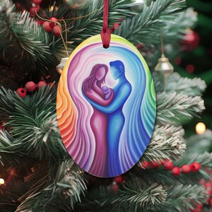 New Baby Christmas Ornament - Happy Family Wooden Tree Ornament - Baby Shower Gift Magnet